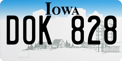 IA license plate DOK828