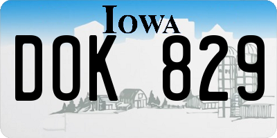 IA license plate DOK829