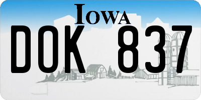 IA license plate DOK837
