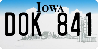 IA license plate DOK841