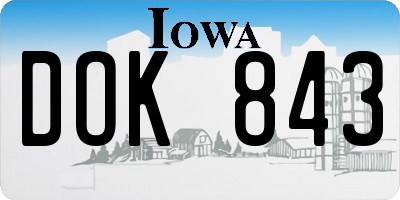 IA license plate DOK843