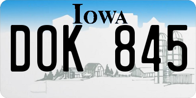IA license plate DOK845