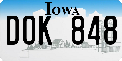 IA license plate DOK848
