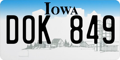 IA license plate DOK849