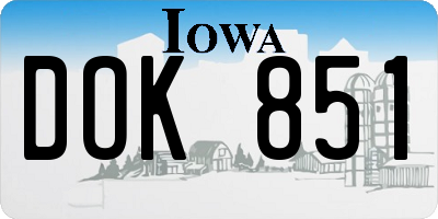 IA license plate DOK851