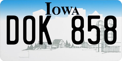 IA license plate DOK858