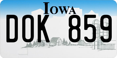 IA license plate DOK859