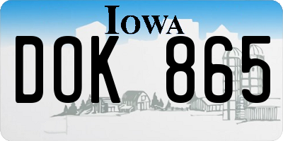 IA license plate DOK865