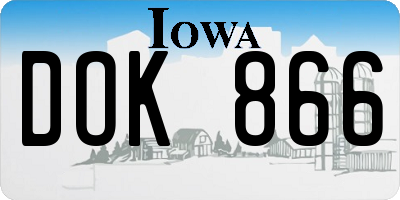 IA license plate DOK866