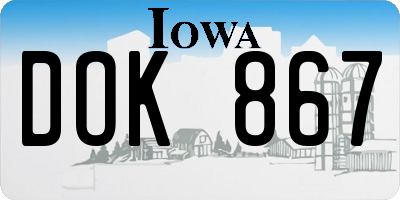 IA license plate DOK867