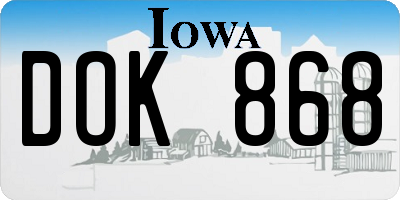 IA license plate DOK868