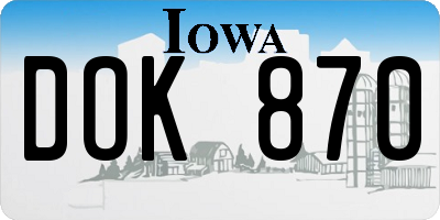 IA license plate DOK870