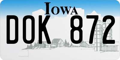 IA license plate DOK872