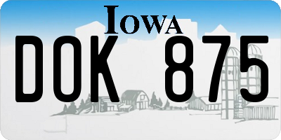 IA license plate DOK875