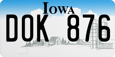 IA license plate DOK876