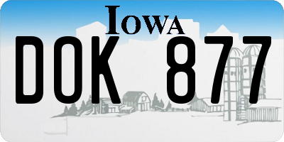 IA license plate DOK877