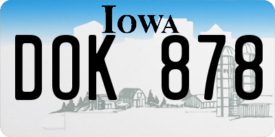 IA license plate DOK878