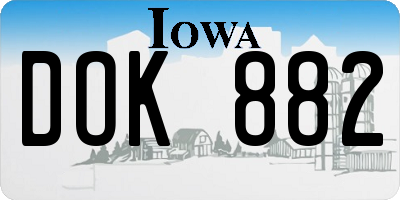 IA license plate DOK882