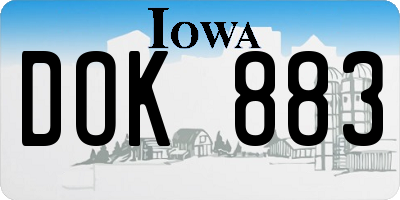 IA license plate DOK883