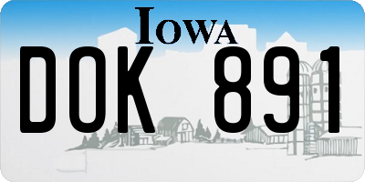 IA license plate DOK891