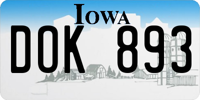 IA license plate DOK893