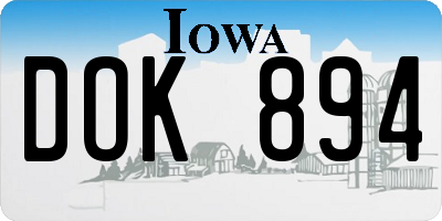 IA license plate DOK894