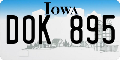 IA license plate DOK895