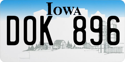 IA license plate DOK896