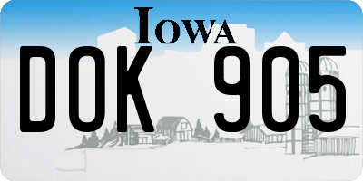 IA license plate DOK905