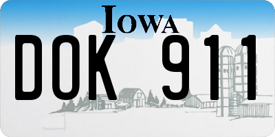IA license plate DOK911