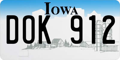 IA license plate DOK912