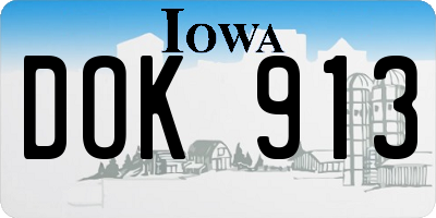 IA license plate DOK913