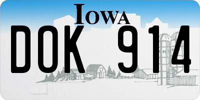 IA license plate DOK914