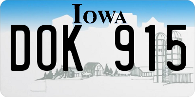 IA license plate DOK915