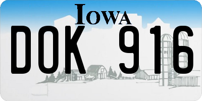 IA license plate DOK916