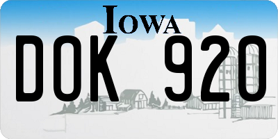 IA license plate DOK920