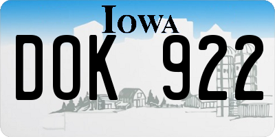 IA license plate DOK922