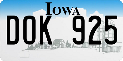IA license plate DOK925