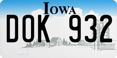 IA license plate DOK932