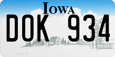 IA license plate DOK934