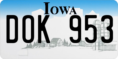 IA license plate DOK953