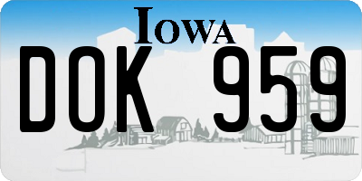 IA license plate DOK959