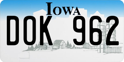 IA license plate DOK962