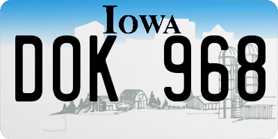 IA license plate DOK968