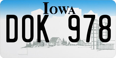 IA license plate DOK978