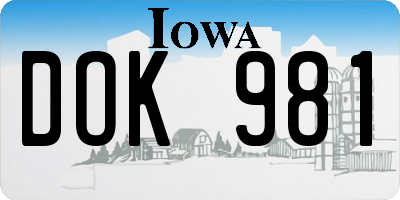IA license plate DOK981
