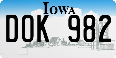 IA license plate DOK982