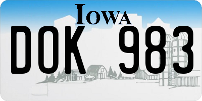 IA license plate DOK983