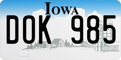 IA license plate DOK985