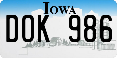 IA license plate DOK986